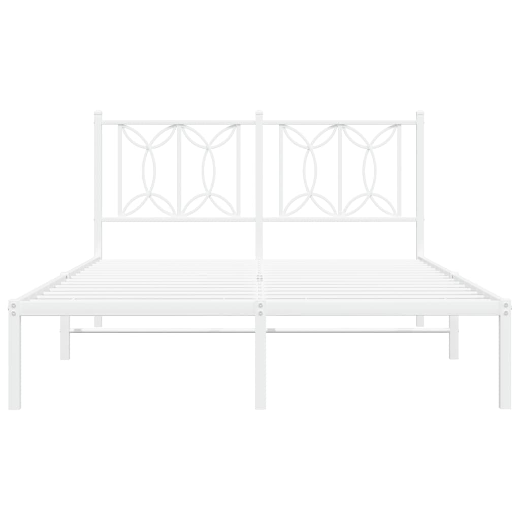 Cadre de lit métal sans matelas et tête de lit blanc 135x190 cm - XIOS