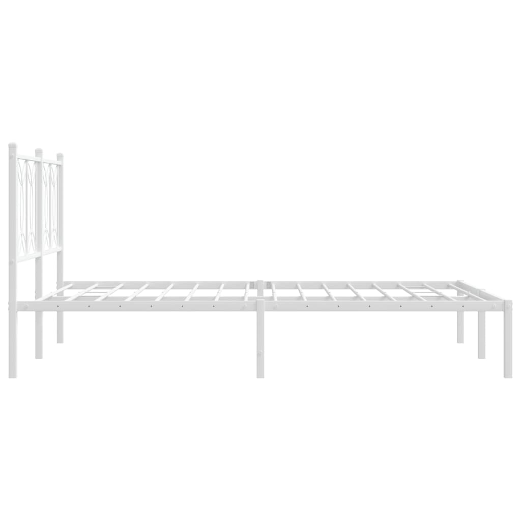 Cadre de lit métal sans matelas et tête de lit blanc 135x190 cm - XIOS