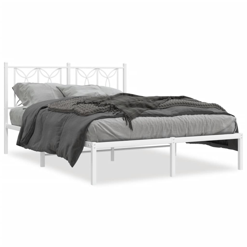 Cadre de lit métal sans matelas et tête de lit blanc 140x190 cm - XIOS