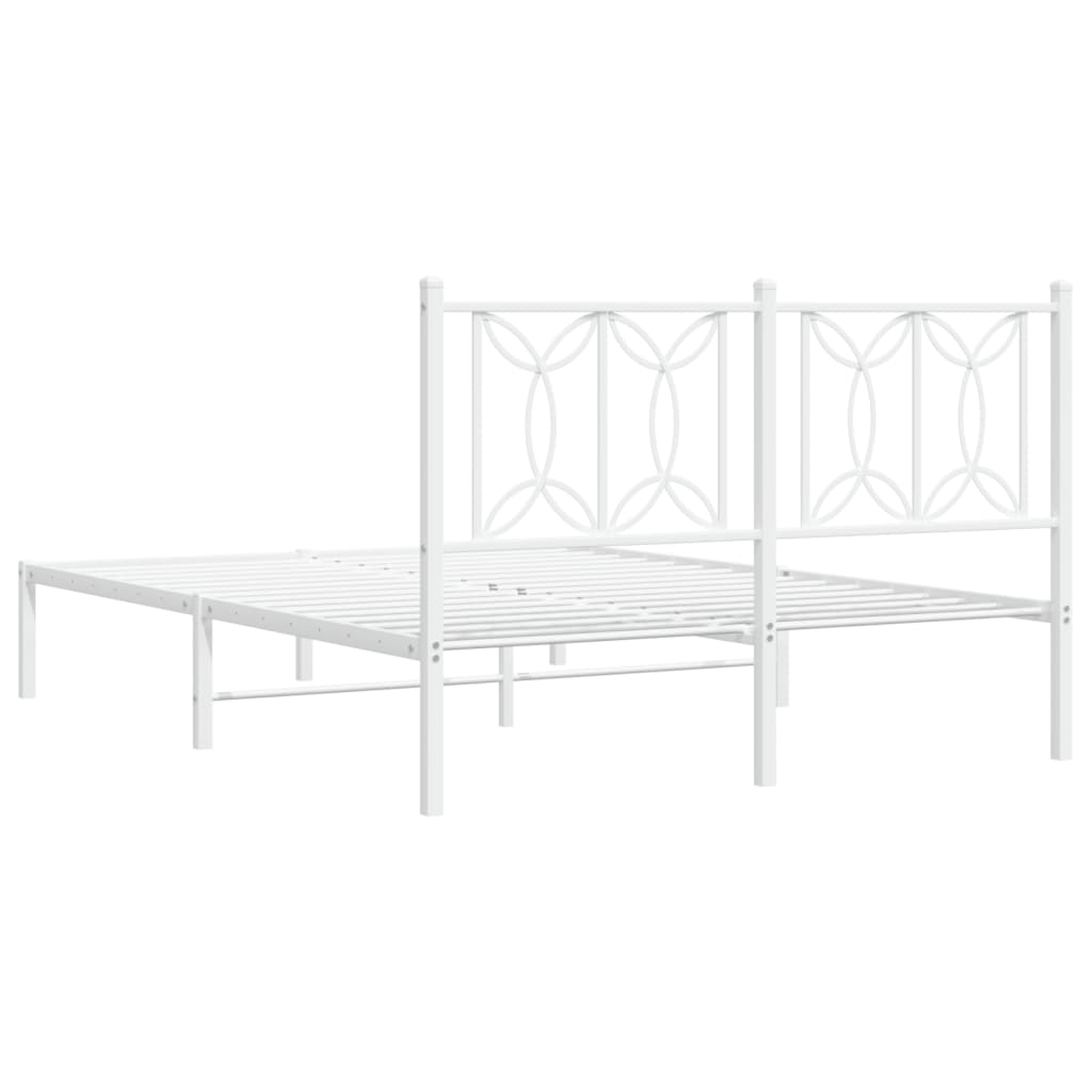 Cadre de lit métal sans matelas et tête de lit blanc 140x190 cm - XIOS