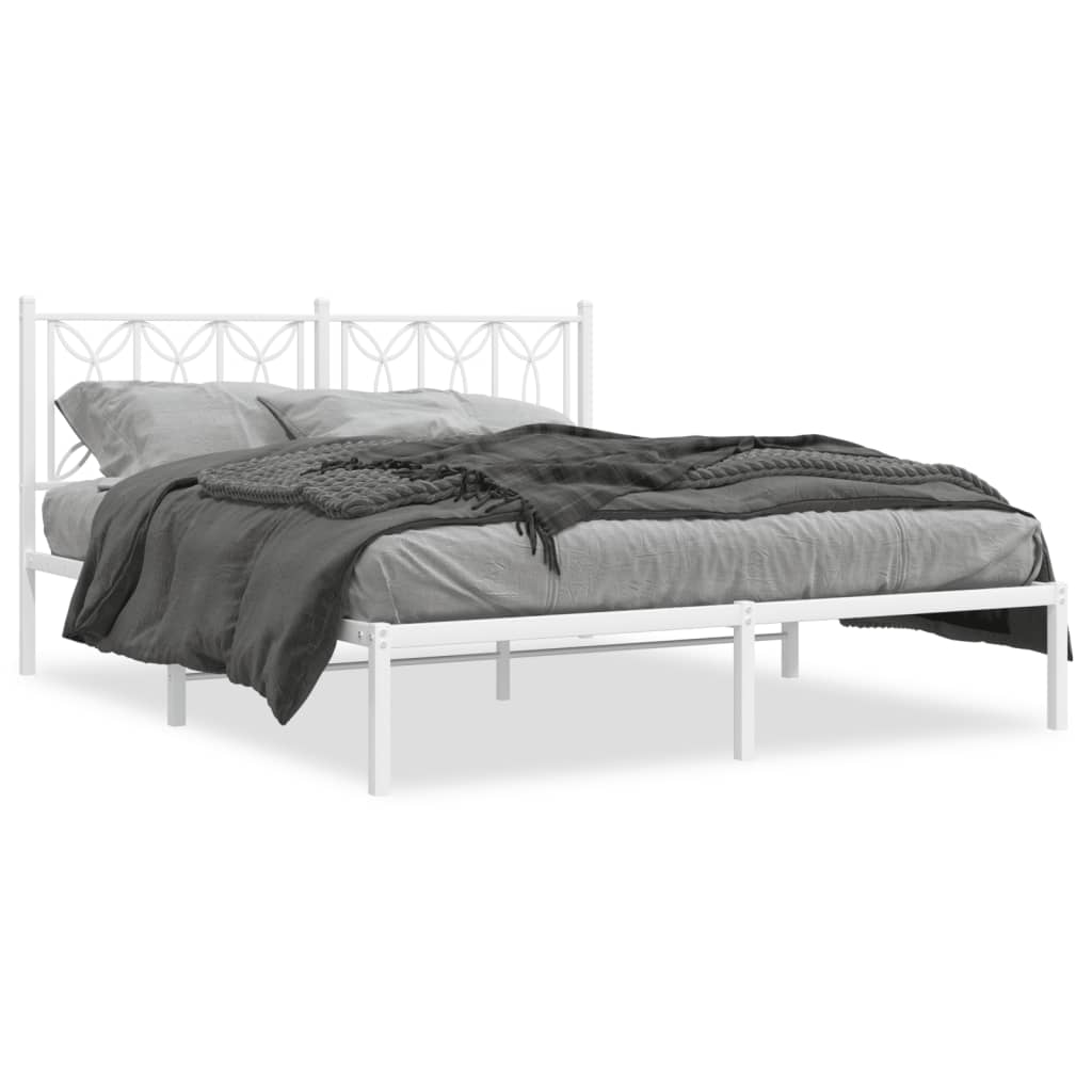 Cadre de lit métal sans matelas et tête de lit blanc 150x200 cm - XIOS