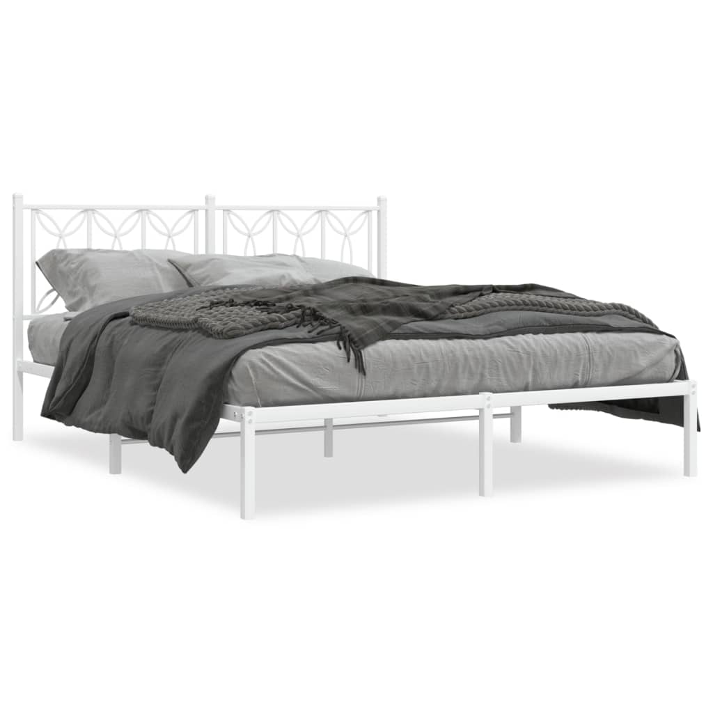 Cadre de lit métal sans matelas et tête de lit blanc 160x200 cm - XIOS