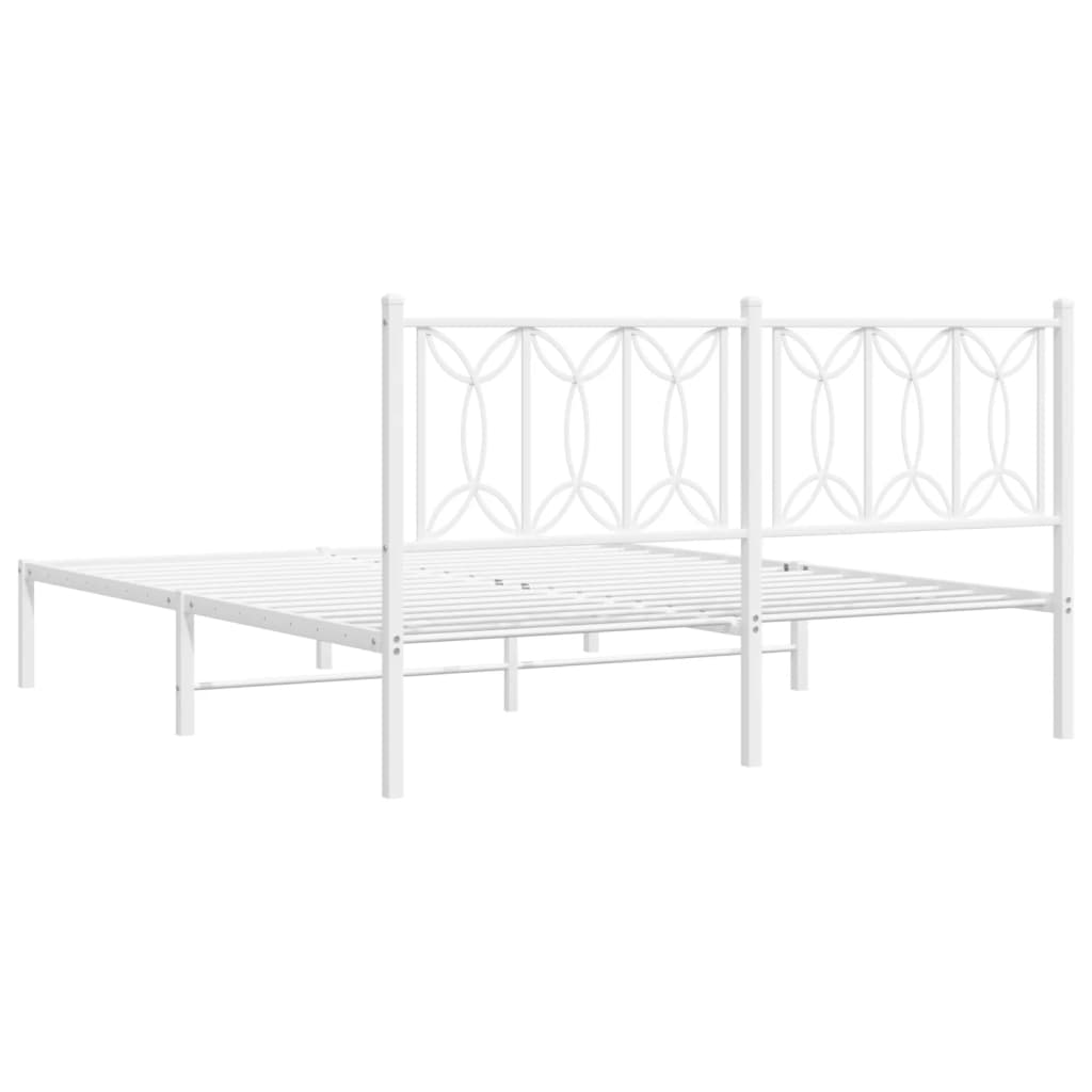 Cadre de lit métal sans matelas et tête de lit blanc 160x200 cm - XIOS
