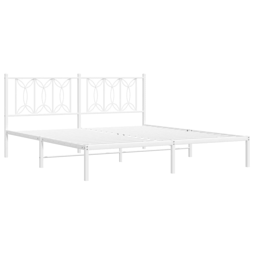 Cadre de lit métal sans matelas et tête de lit blanc 180x200 cm - XIOS