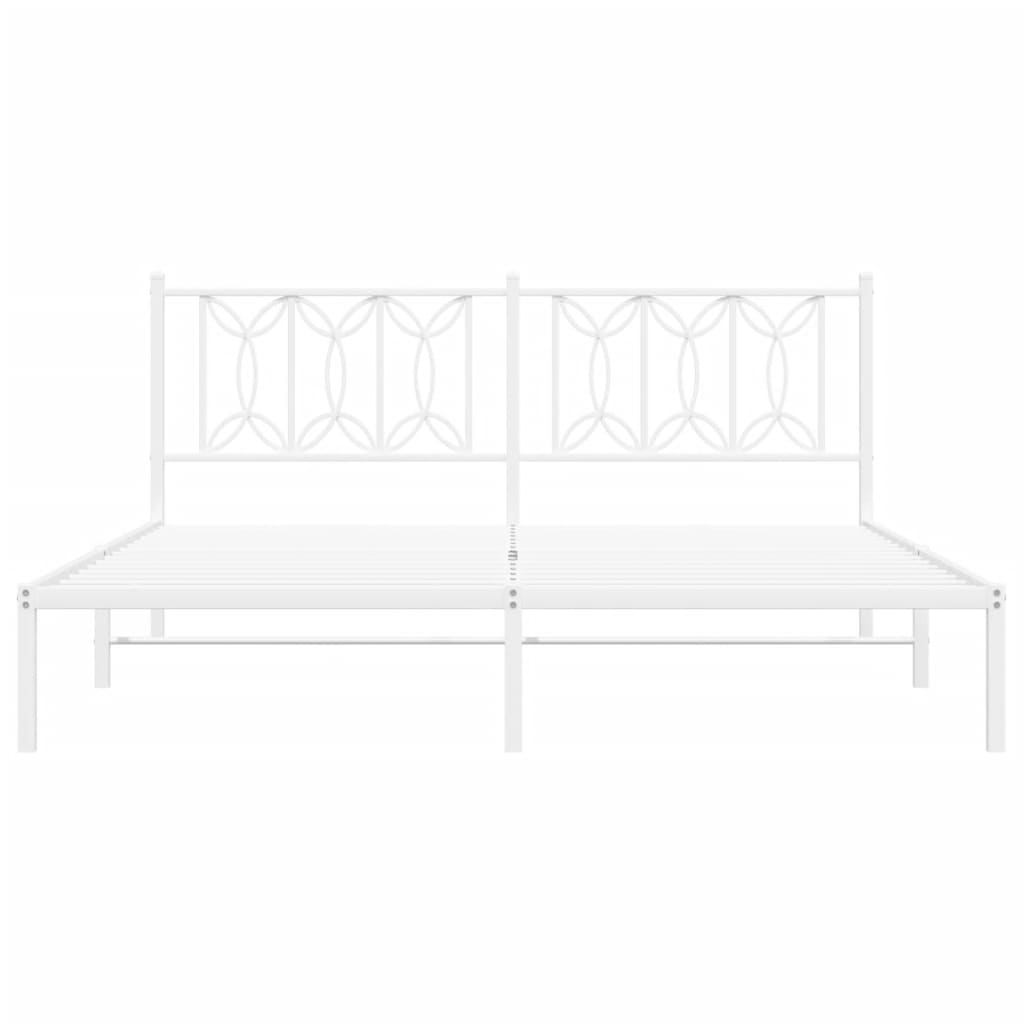 Cadre de lit métal sans matelas et tête de lit blanc 183x213 cm - XIOS