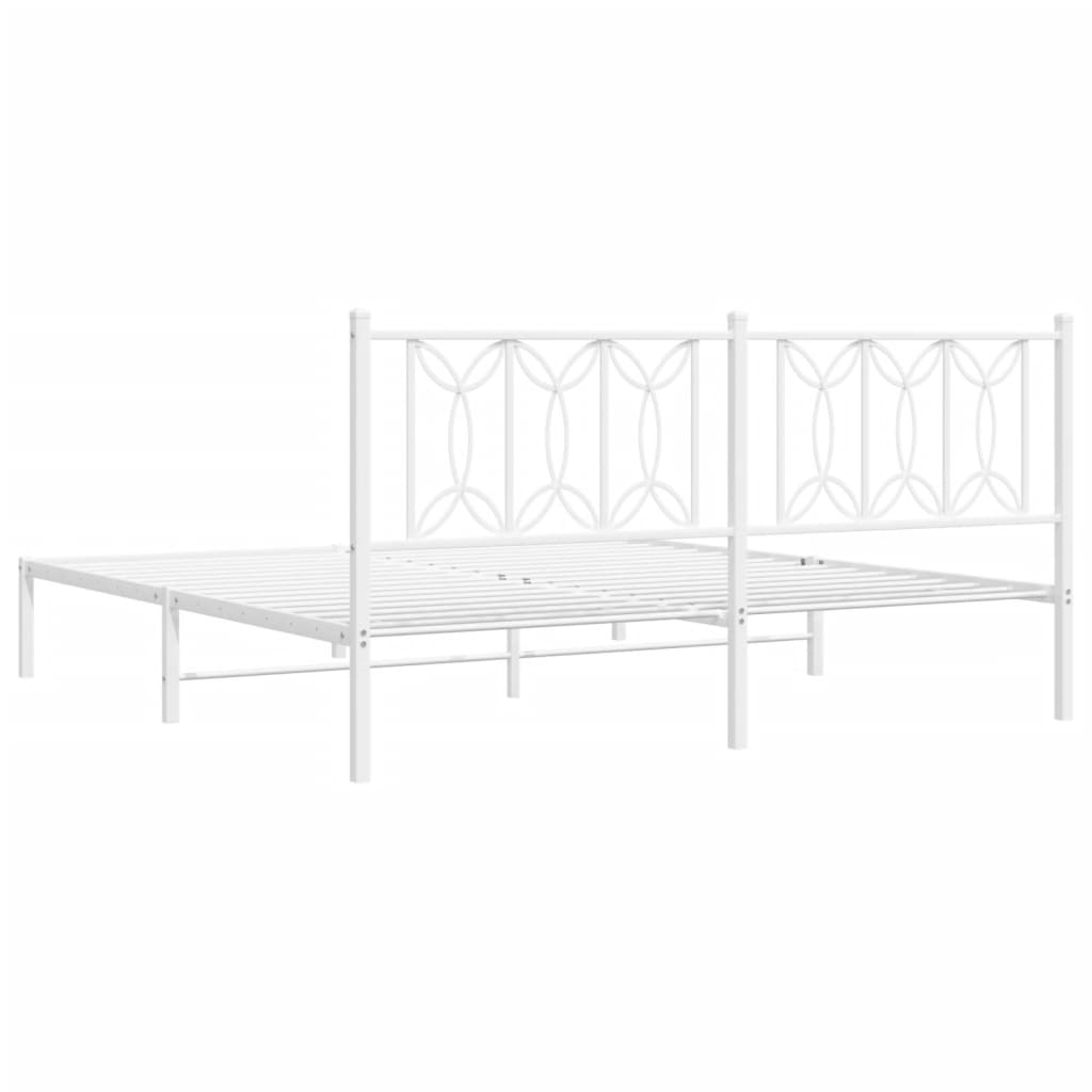 Cadre de lit métal sans matelas et tête de lit blanc 183x213 cm - XIOS