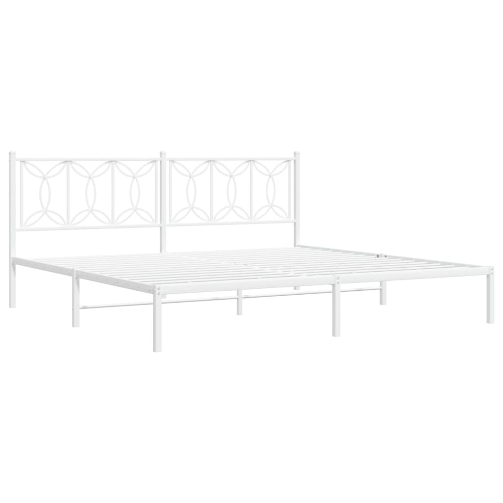 Cadre de lit métal sans matelas et tête de lit blanc 193x203 cm - XIOS