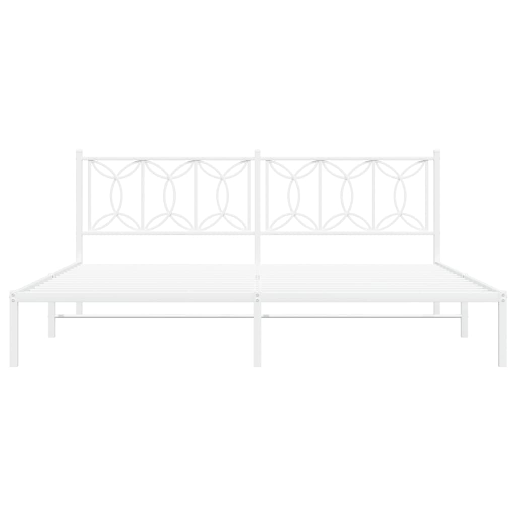 Cadre de lit métal sans matelas et tête de lit blanc 193x203 cm - XIOS