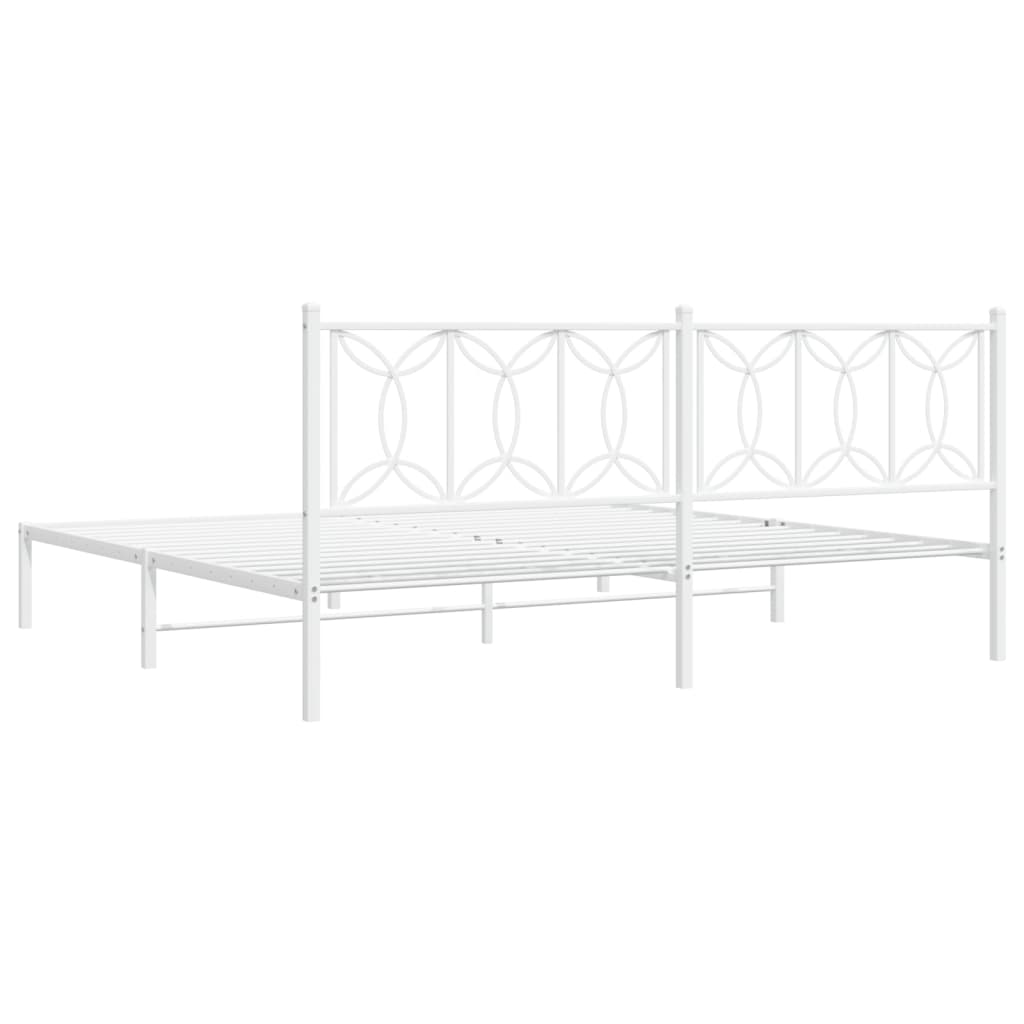 Cadre de lit métal sans matelas et tête de lit blanc 193x203 cm - XIOS