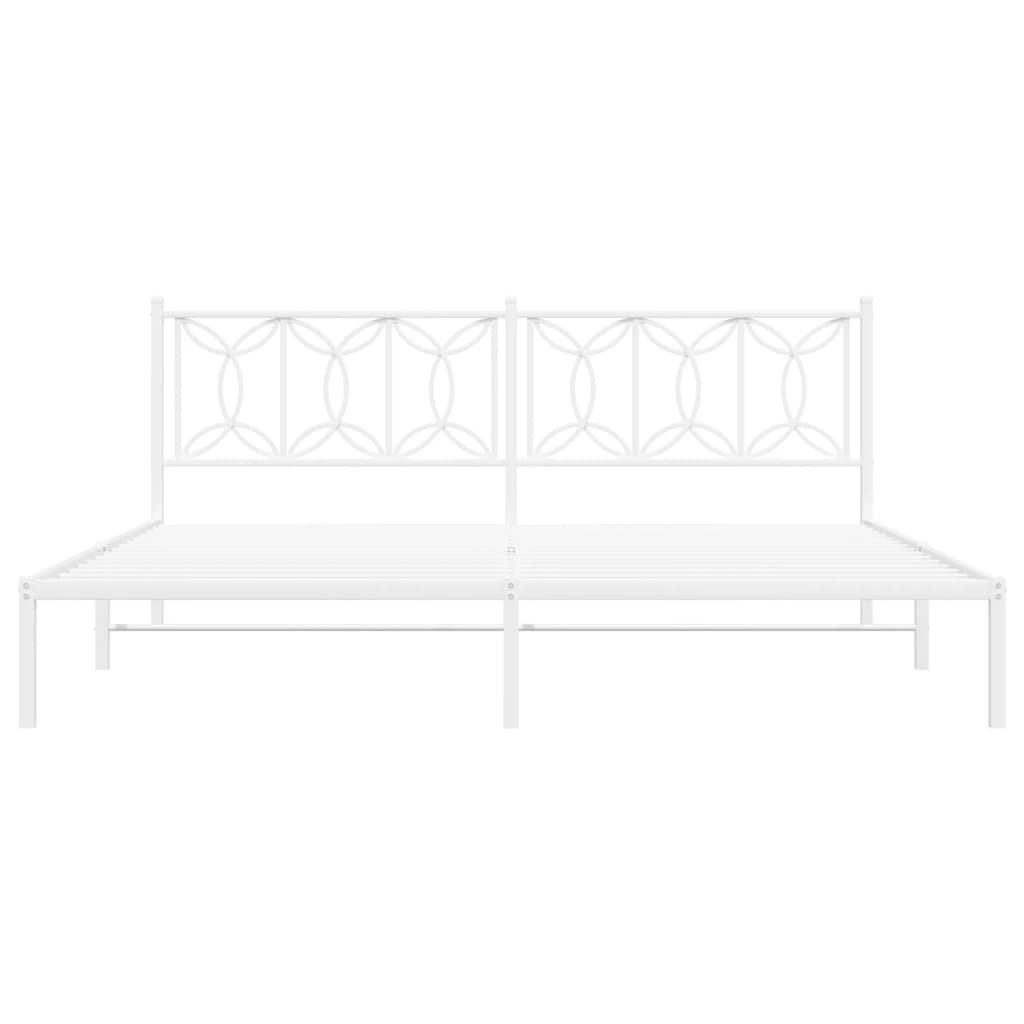 Cadre de lit métal sans matelas et tête de lit blanc 200x200 cm - XIOS