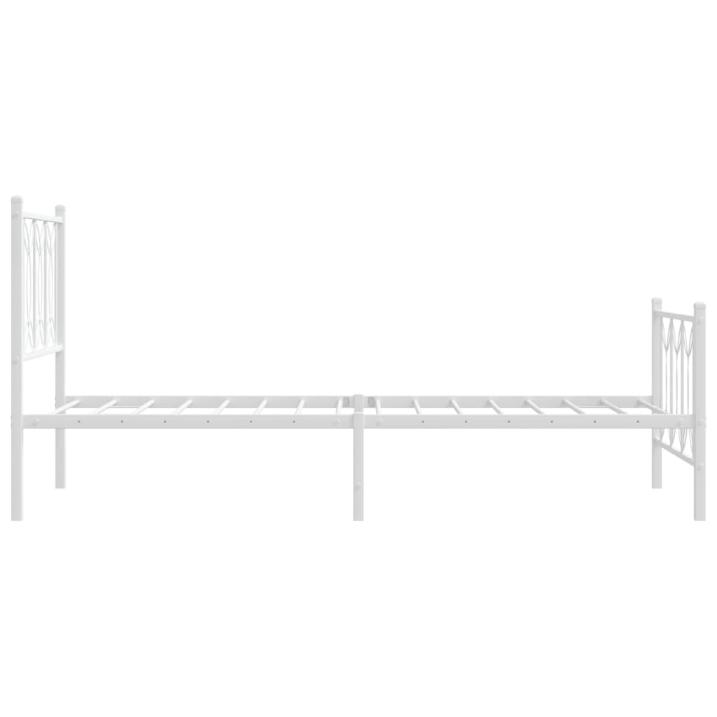 Cadre de lit métal sans matelas avec pied de lit blanc 75x190cm - XIOS