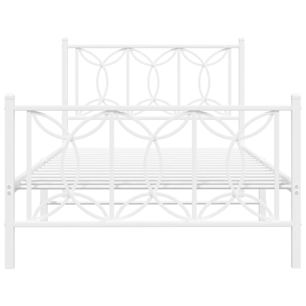 Cadre de lit métal sans matelas et pied de lit blanc 100x200 cm - XIOS