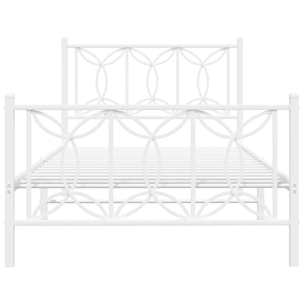 Cadre de lit métal sans matelas et pied de lit blanc 107x203 cm - XIOS