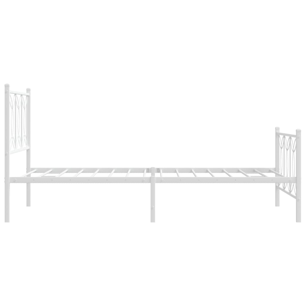 Cadre de lit métal sans matelas et pied de lit blanc 107x203 cm - XIOS
