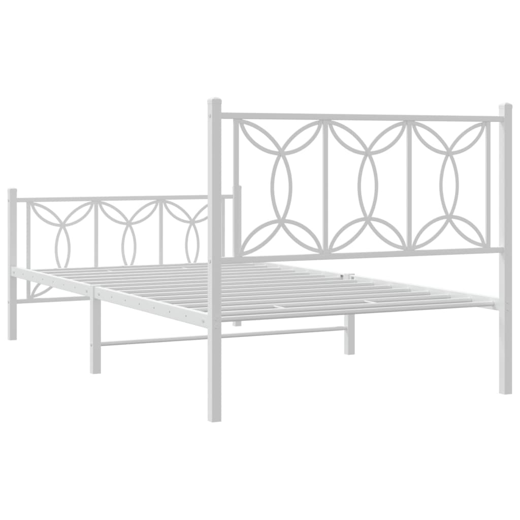Cadre de lit métal sans matelas et pied de lit blanc 107x203 cm - XIOS