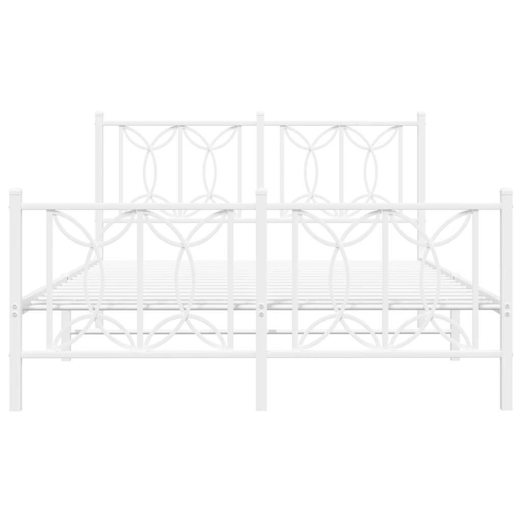 Cadre de lit métal sans matelas et pied de lit blanc 135x190 cm - XIOS