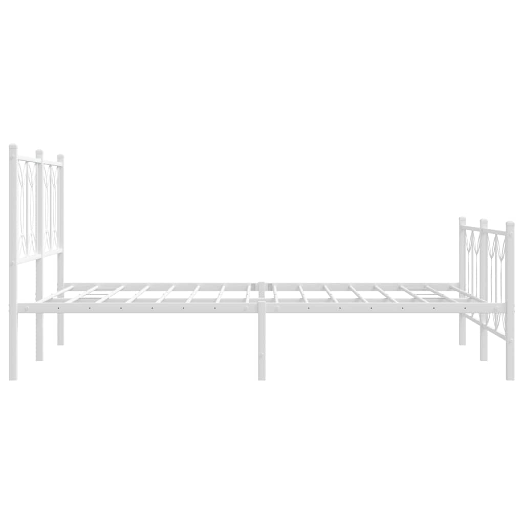 Cadre de lit métal sans matelas et pied de lit blanc 135x190 cm - XIOS