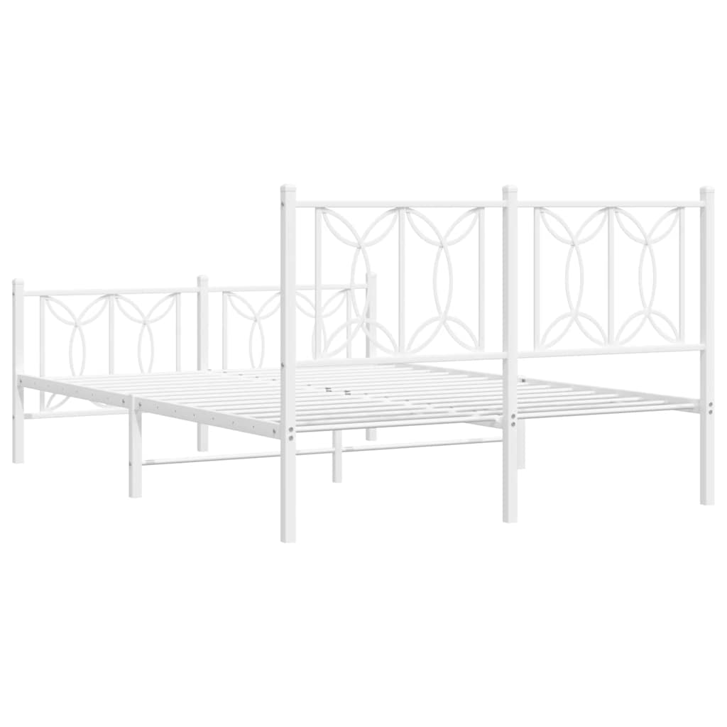 Cadre de lit métal sans matelas et pied de lit blanc 135x190 cm - XIOS