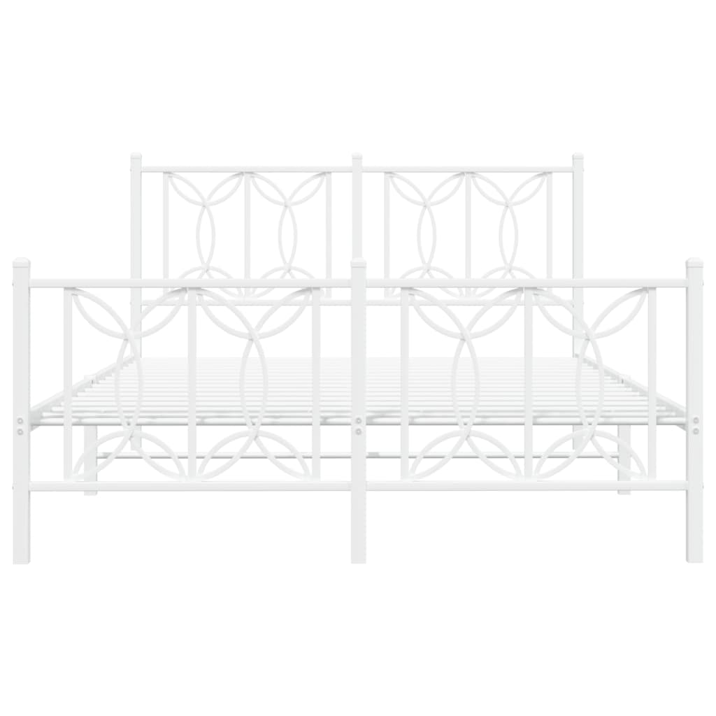 Cadre de lit métal sans matelas et pied de lit blanc 140x200 cm - XIOS