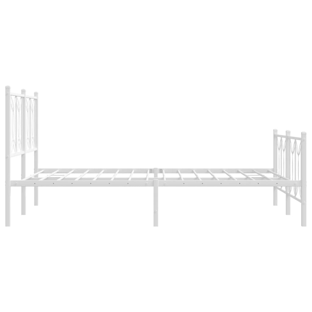 Cadre de lit métal sans matelas et pied de lit blanc 140x200 cm - XIOS