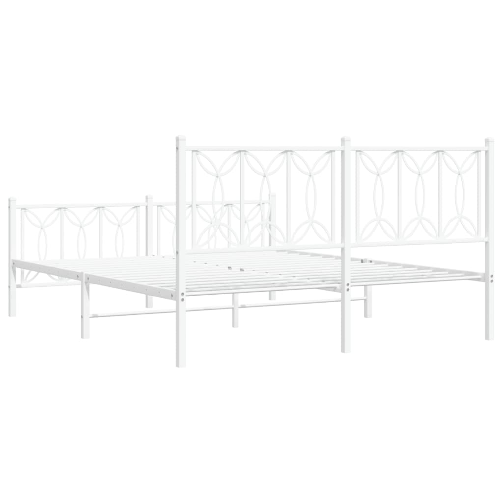 Cadre de lit métal sans matelas et pied de lit blanc 150x200 cm - XIOS