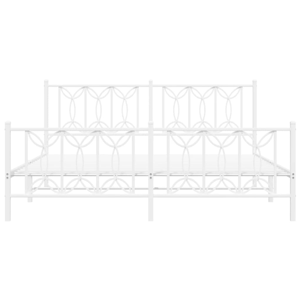 Cadre de lit métal sans matelas et pied de lit blanc 183x213 cm - XIOS
