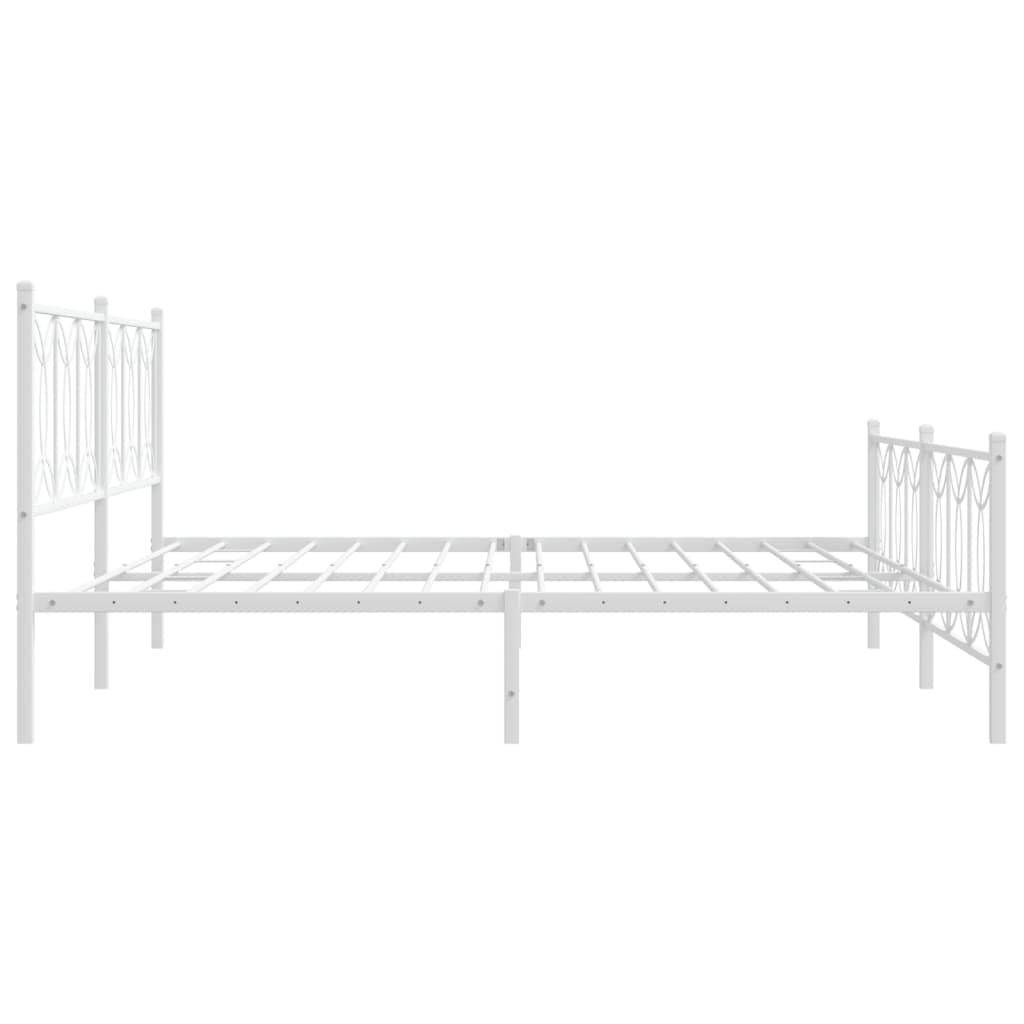 Cadre de lit métal sans matelas et pied de lit blanc 193x203 cm - XIOS