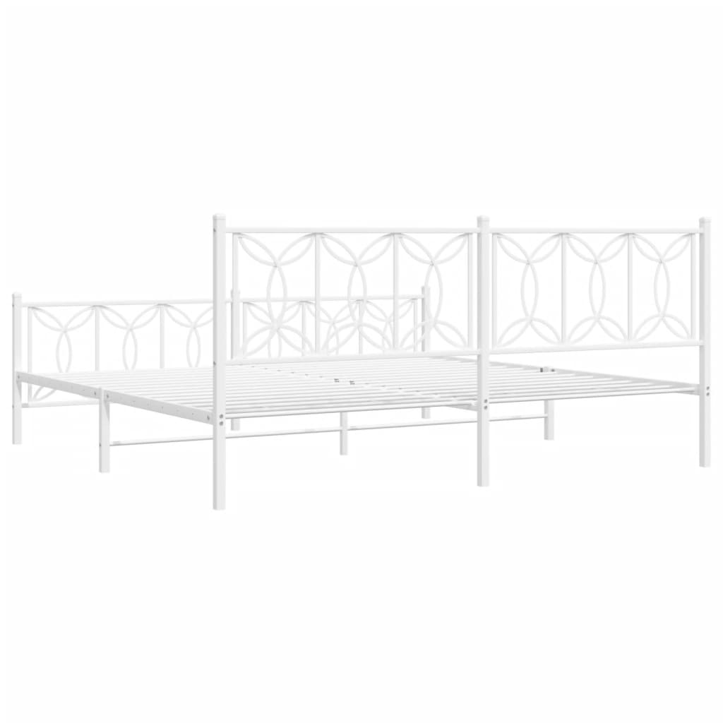 Cadre de lit métal sans matelas et pied de lit blanc 200x200 cm - XIOS