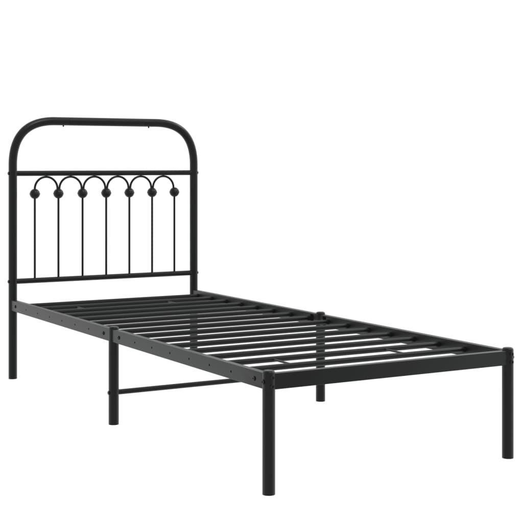 Cadre de lit métal sans matelas avec tête de lit noir 75x190 cm - XIOS