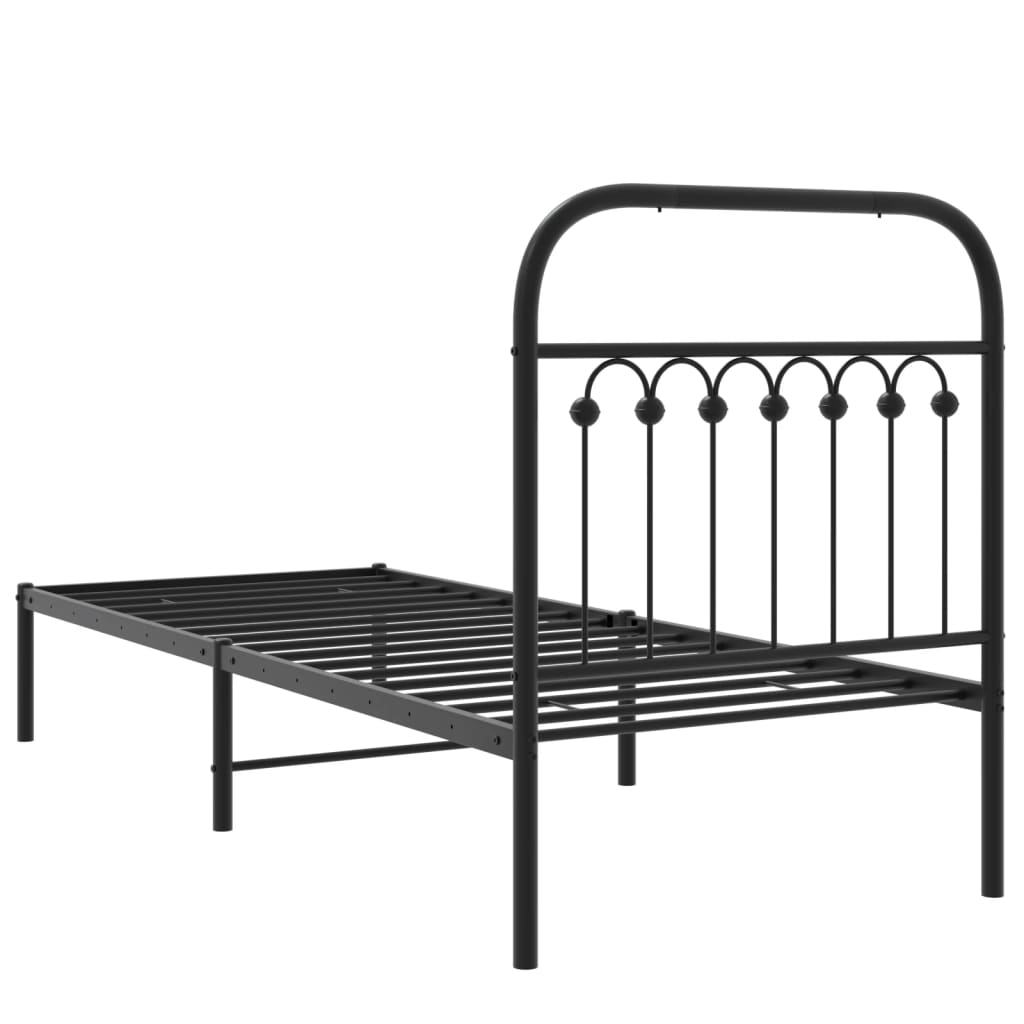 Cadre de lit métal sans matelas avec tête de lit noir 80x200 cm - XIOS