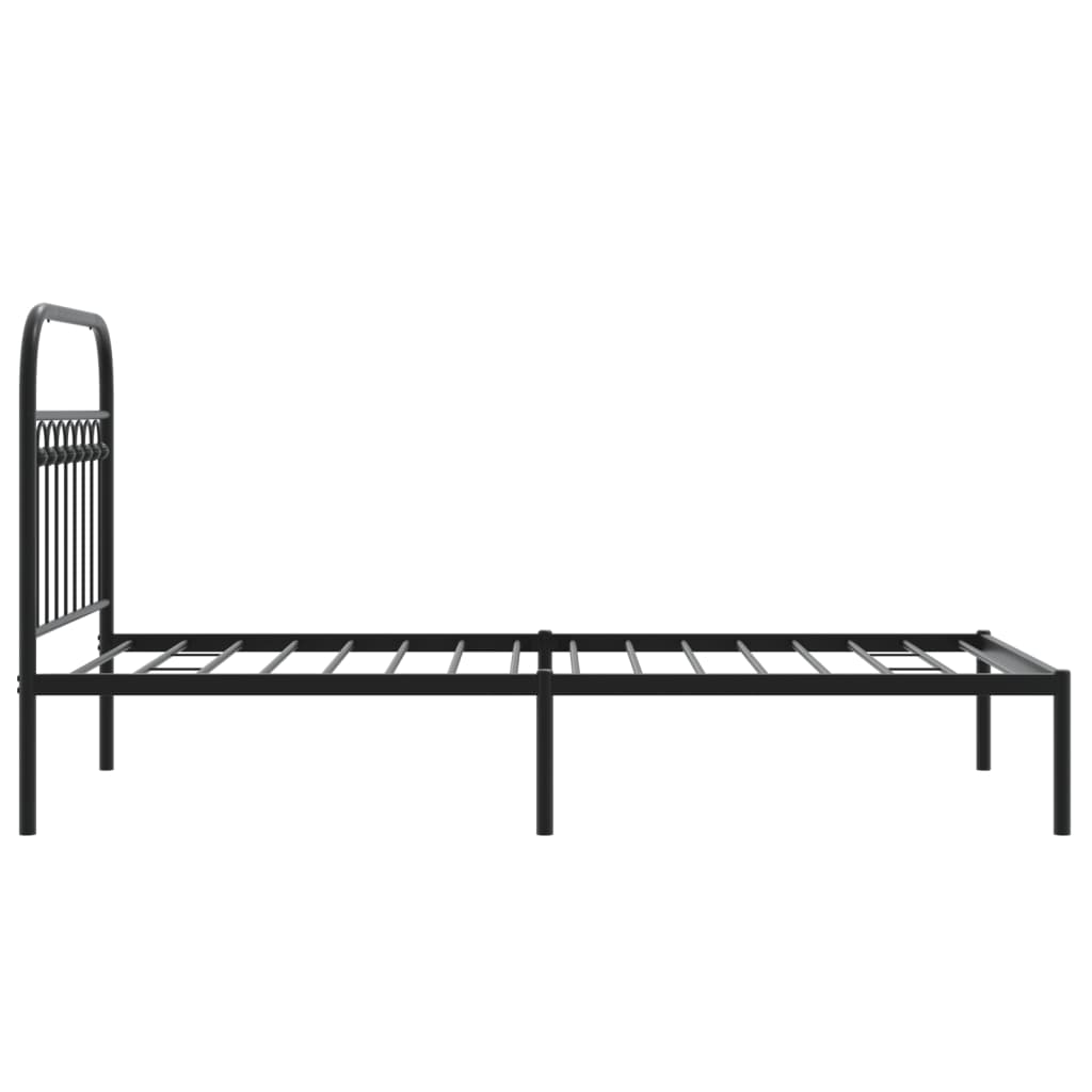 Cadre de lit métal sans matelas avec tête de lit noir 90x190 cm - XIOS