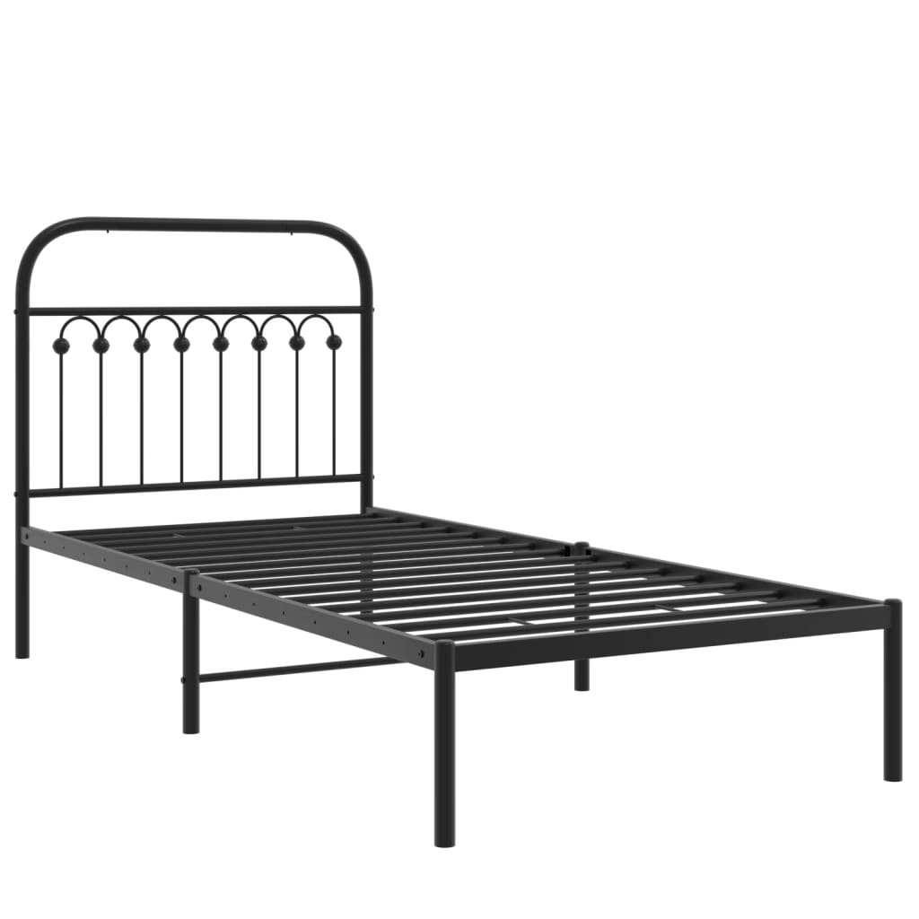 Cadre de lit métal sans matelas avec tête de lit noir 90x200 cm - XIOS