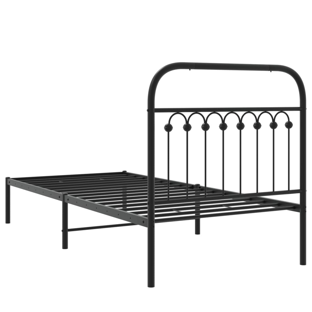 Cadre de lit métal sans matelas avec tête de lit noir 90x200 cm - XIOS