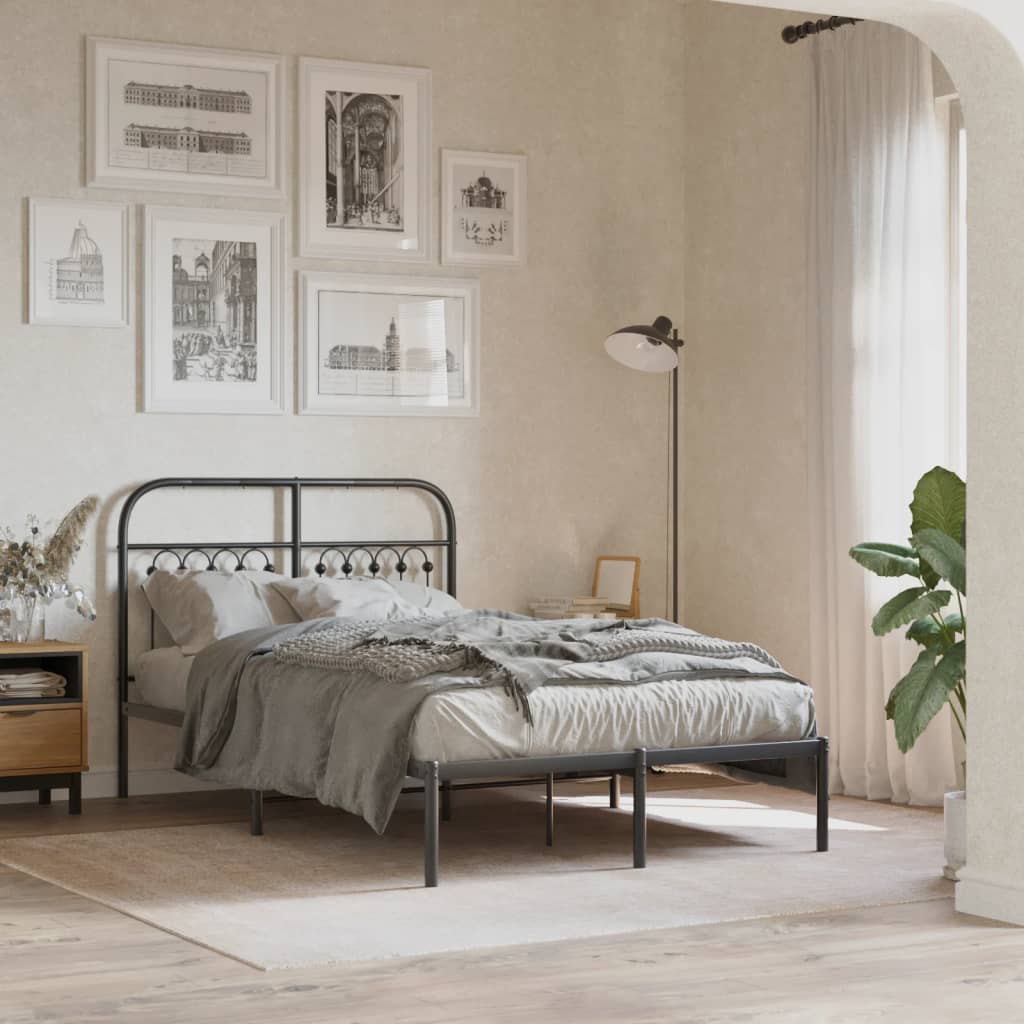 Cadre de lit métal sans matelas avec tête de lit noir 120x200cm - XIOS