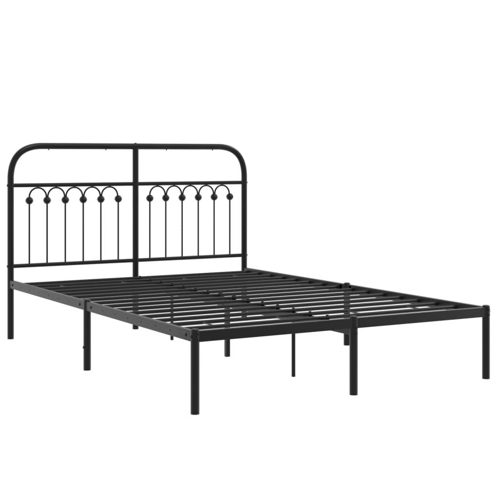 Cadre de lit métal sans matelas avec tête de lit noir 135x190cm - XIOS
