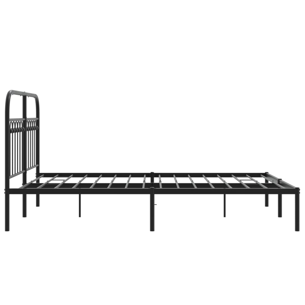 Cadre de lit métal sans matelas avec tête de lit noir 135x190cm - XIOS