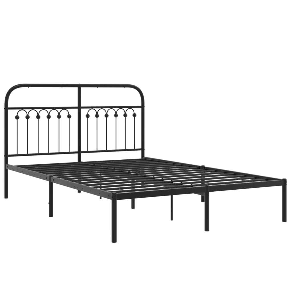 Cadre de lit métal sans matelas avec tête de lit noir 140x190cm - XIOS