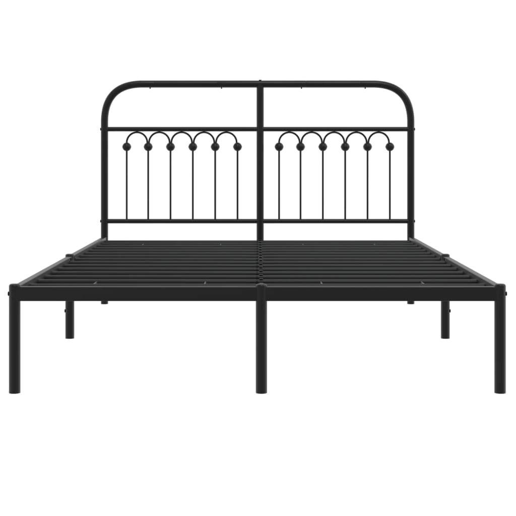Cadre de lit métal sans matelas avec tête de lit noir 140x200cm - XIOS
