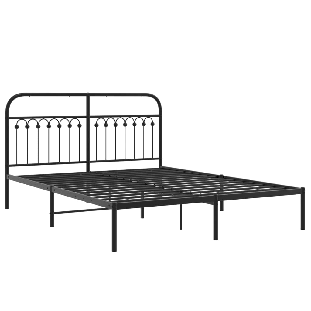 Cadre de lit métal sans matelas avec tête de lit noir 150x200cm - XIOS
