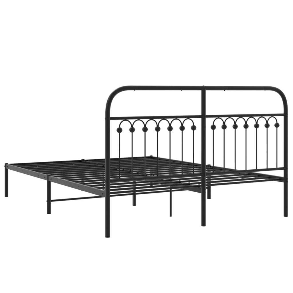 Cadre de lit métal sans matelas avec tête de lit noir 150x200cm - XIOS