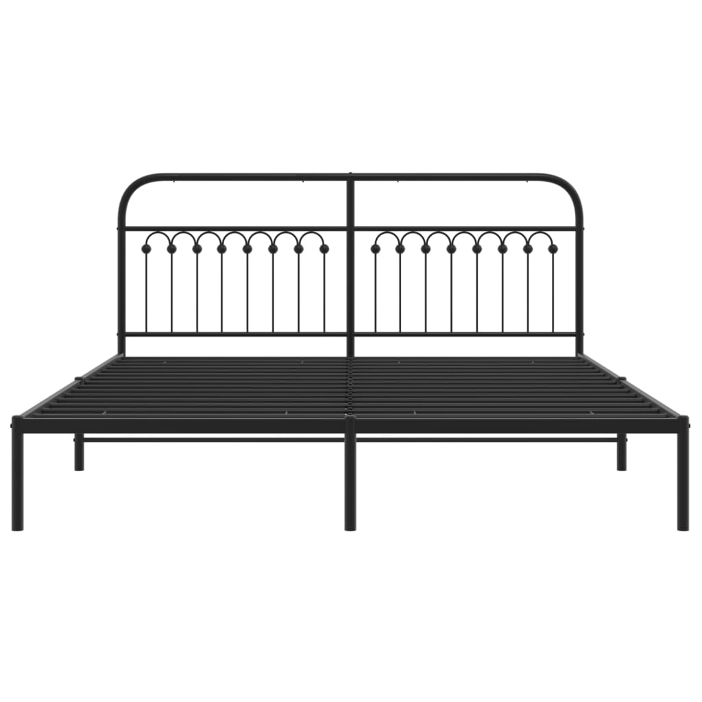 Cadre de lit métal sans matelas avec tête de lit noir 183x203cm - XIOS