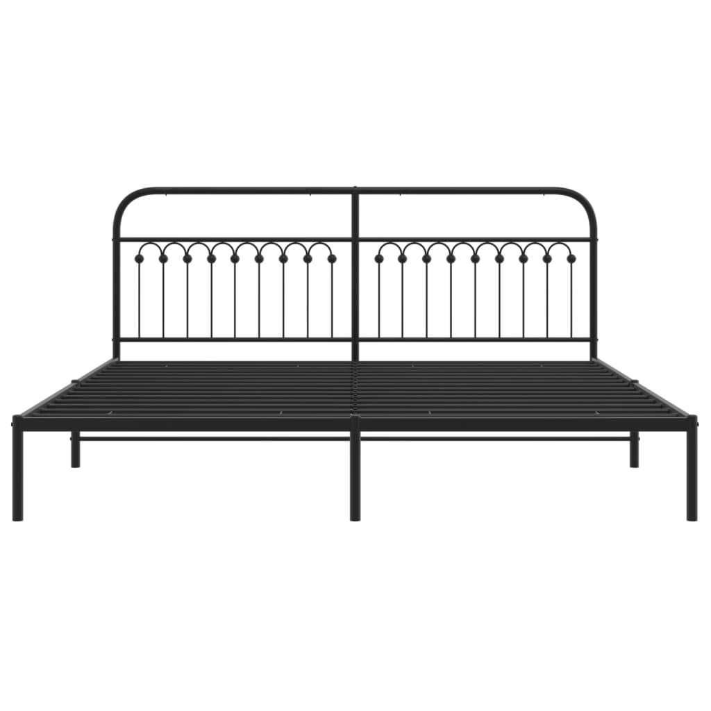 Cadre de lit métal sans matelas avec tête de lit noir 200x200cm - XIOS