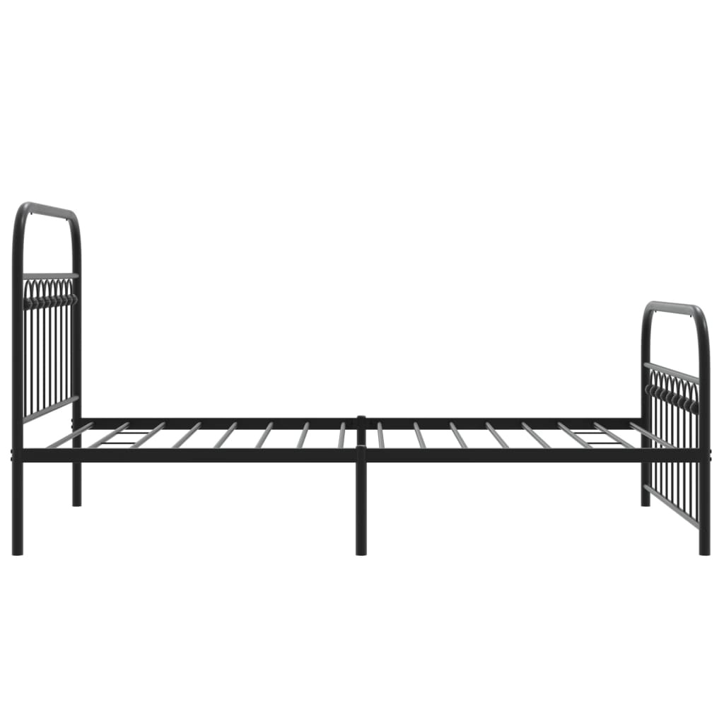 Cadre de lit métal sans matelas avec pied de lit noir 100x190cm - XIOS
