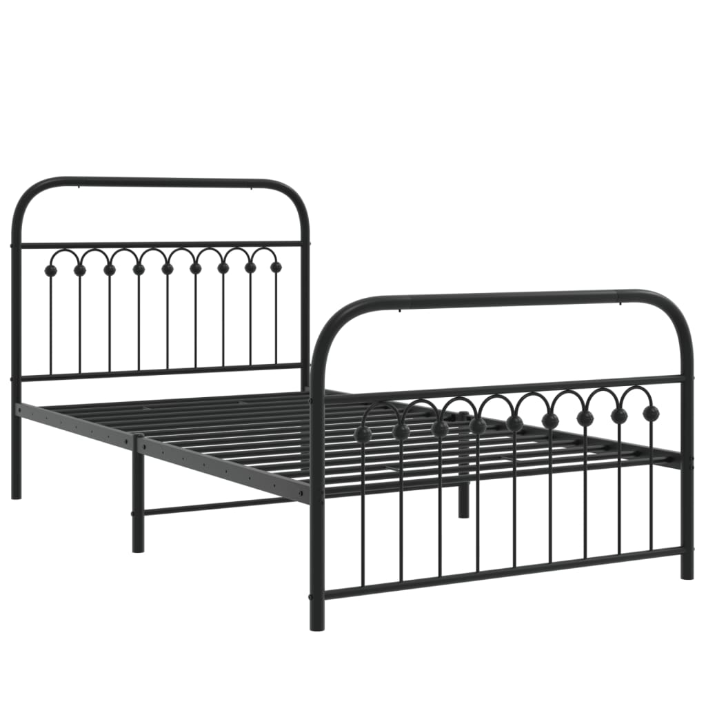 Cadre de lit métal sans matelas et pied de lit noir 100x200 cm - XIOS