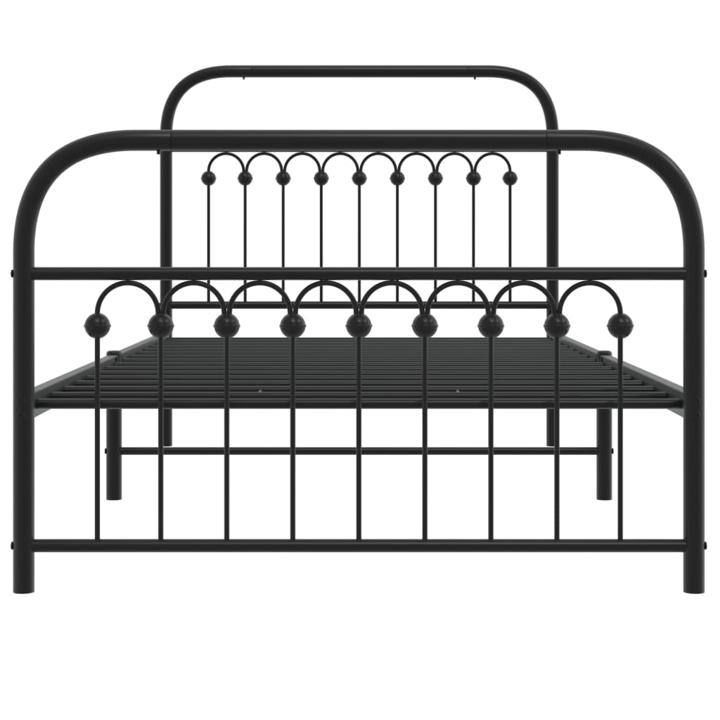 Cadre de lit métal sans matelas et pied de lit noir 100x200 cm - XIOS