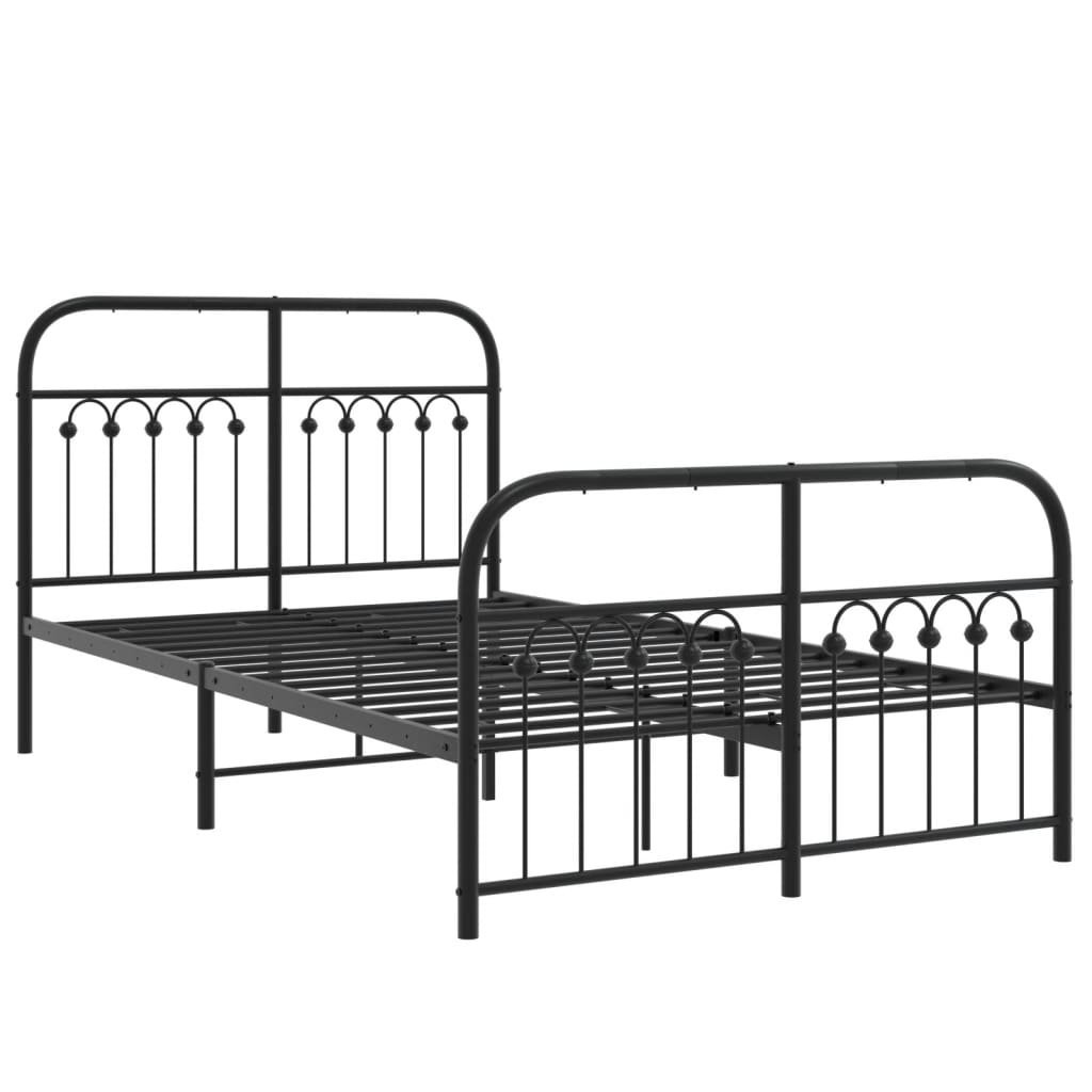 Cadre de lit métal sans matelas avec pied de lit noir 120x200cm - XIOS