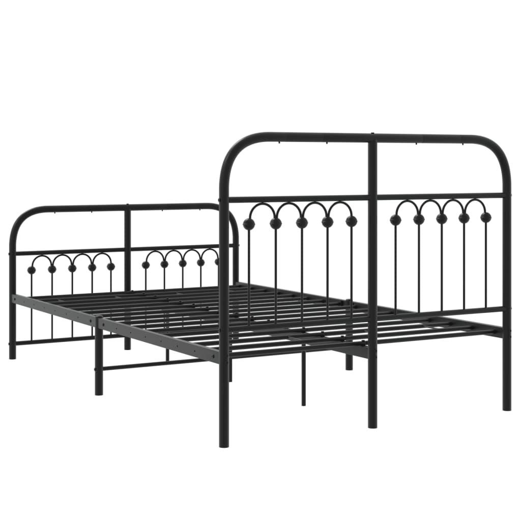 Cadre de lit métal sans matelas avec pied de lit noir 120x200cm - XIOS