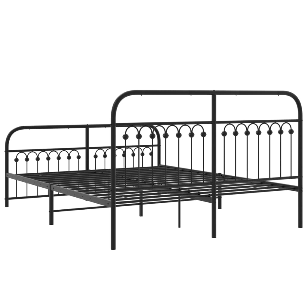Cadre de lit métal sans matelas avec pied de lit noir 150x200cm - XIOS