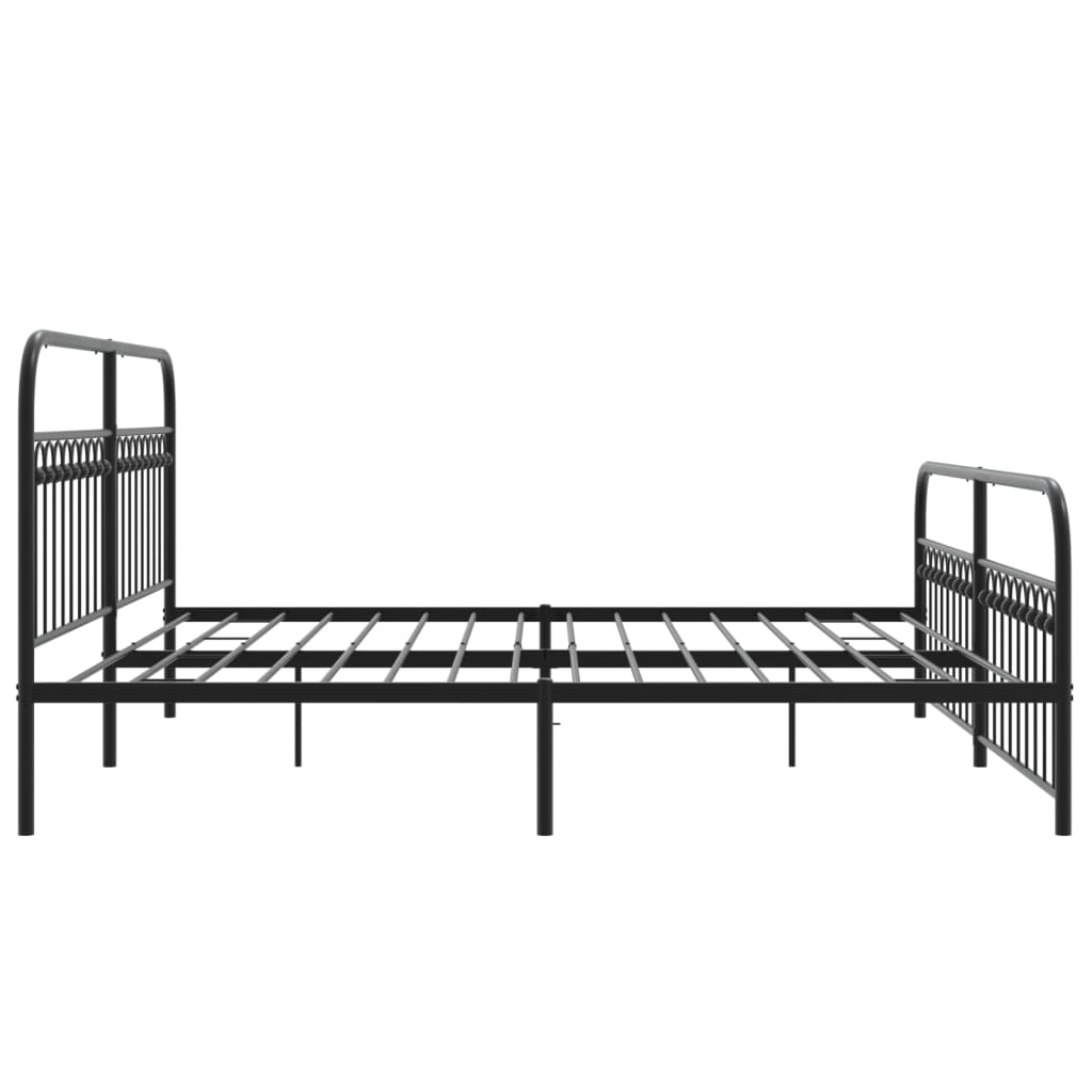 Cadre de lit métal sans matelas avec pied de lit noir 193x203cm - XIOS