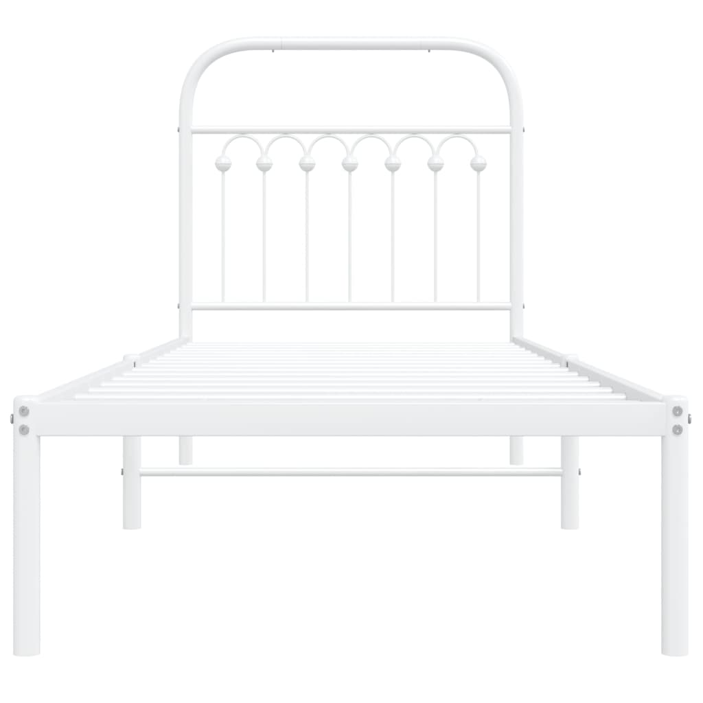 Cadre de lit métal sans matelas avec tête de lit blanc 75x190cm - XIOS